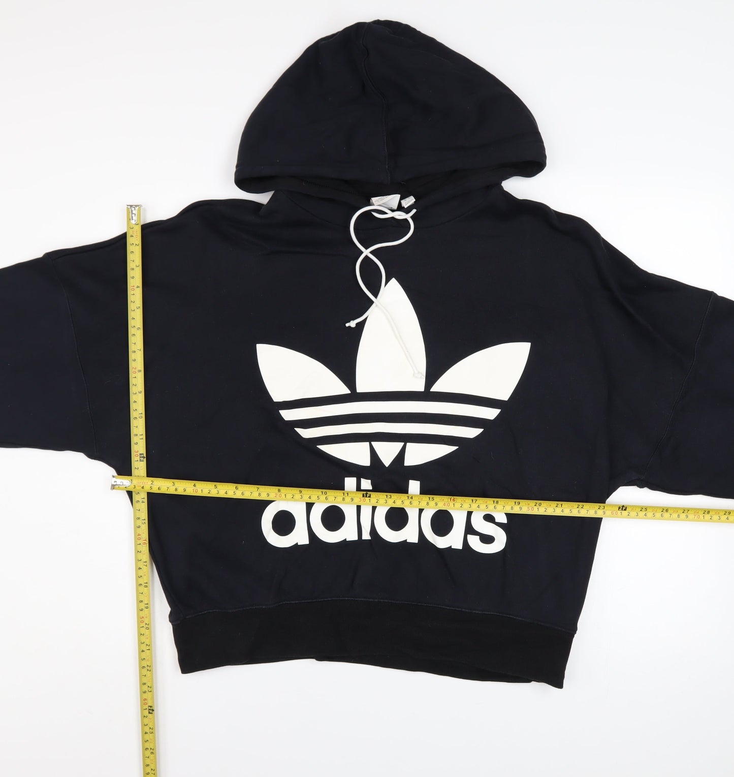 Adidas Womens Black Cotton Pullover Hoodie Size 12 with Logo
