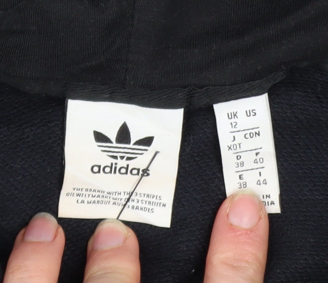 Adidas Womens Black Cotton Pullover Hoodie Size 12 with Logo