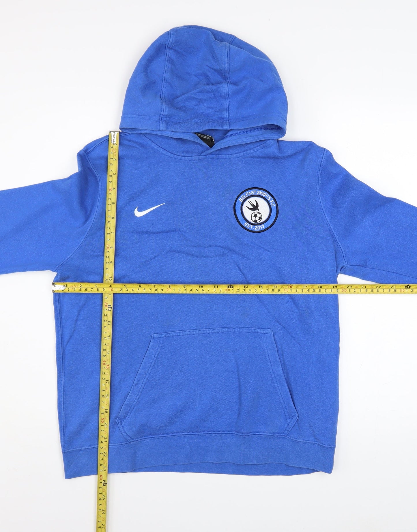 Nike Boys Blue XL Pullover Hoodie – Football Logo Graphic Sweatshirt
