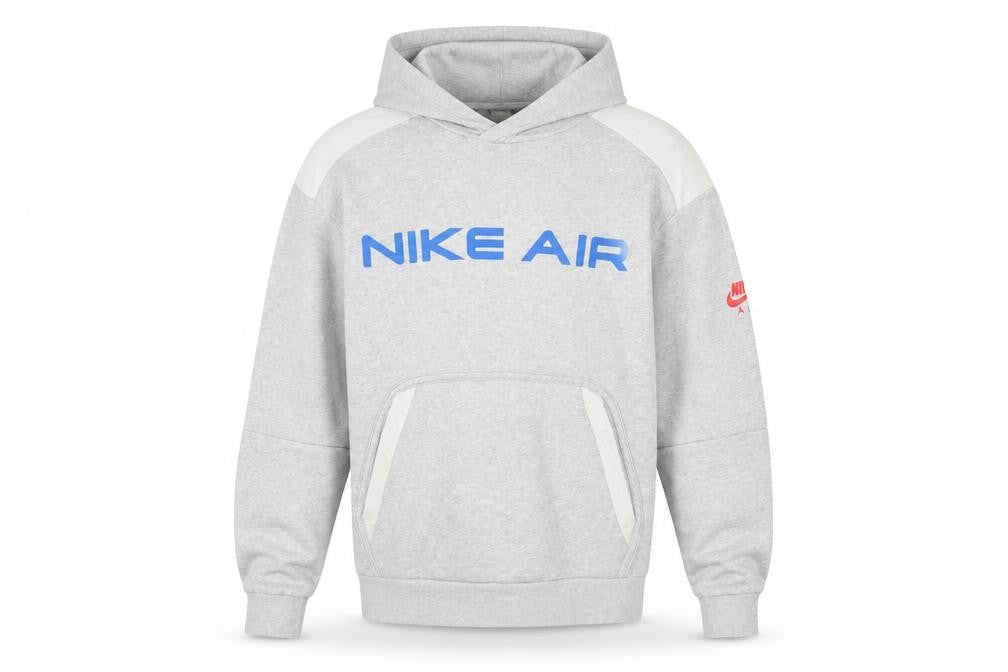 Nike Air Men’s Grey XL Pullover Hoodie with Logo Print