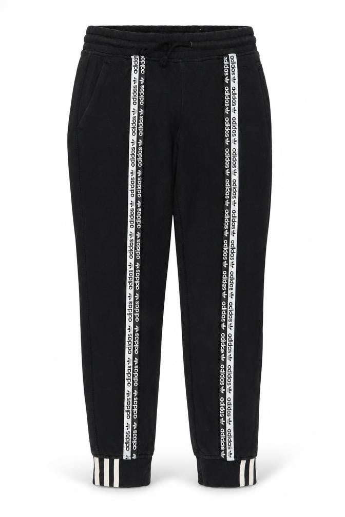 Adidas Womens Black Jogger Trousers Size 12 Cotton Side Stripe