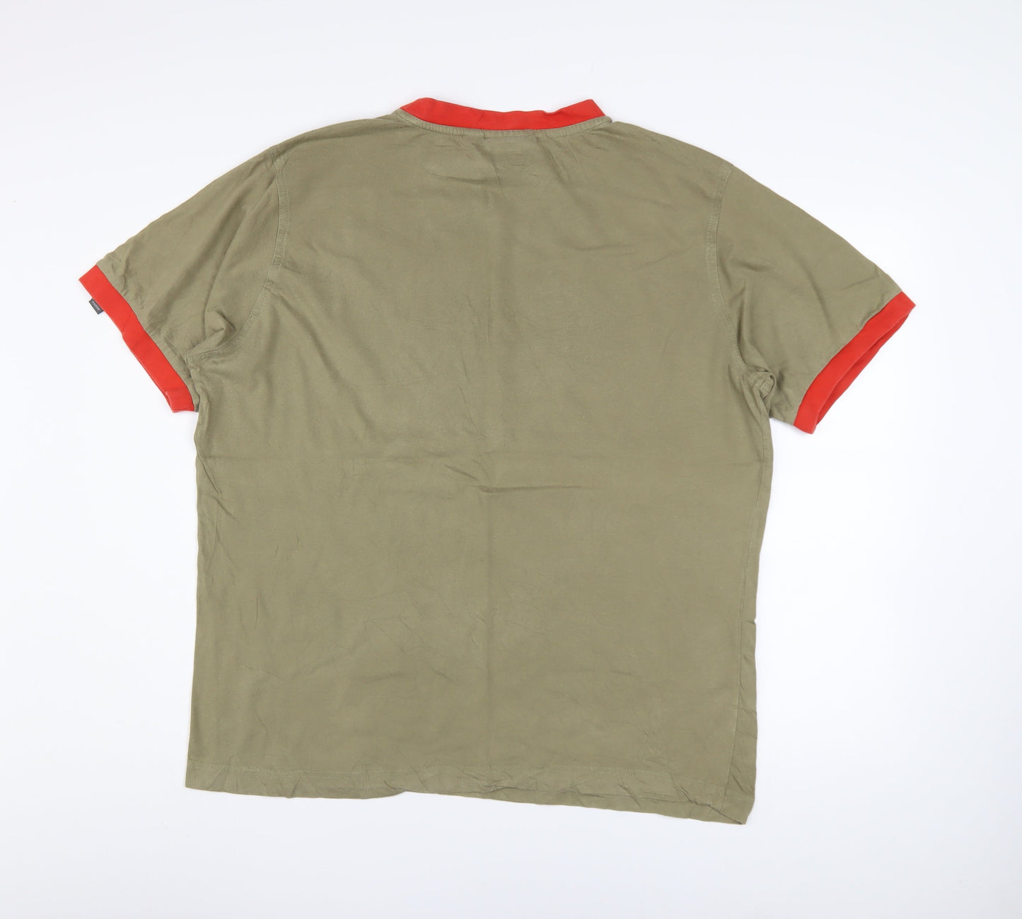 Puma Men's Khaki Red Crew Neck Short Sleeve T-Shirt XL Classic Logo