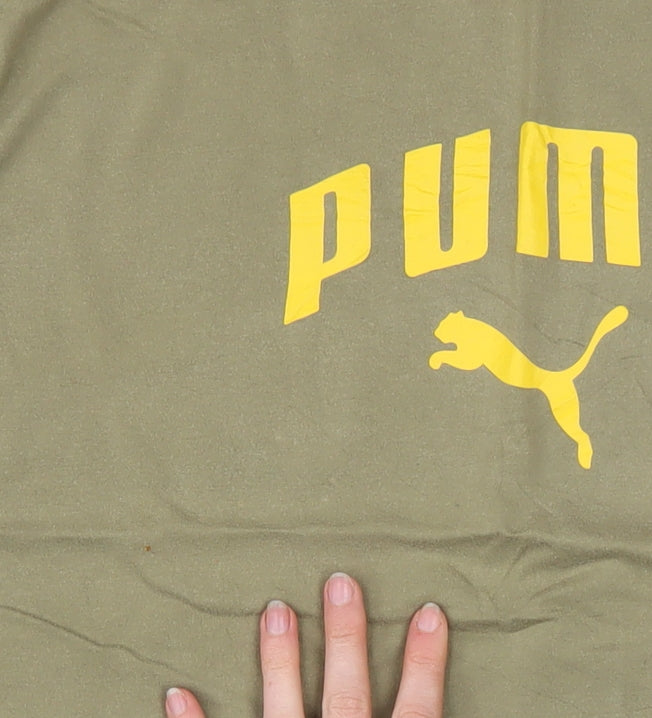 Puma Men's Khaki Red Crew Neck Short Sleeve T-Shirt XL Classic Logo
