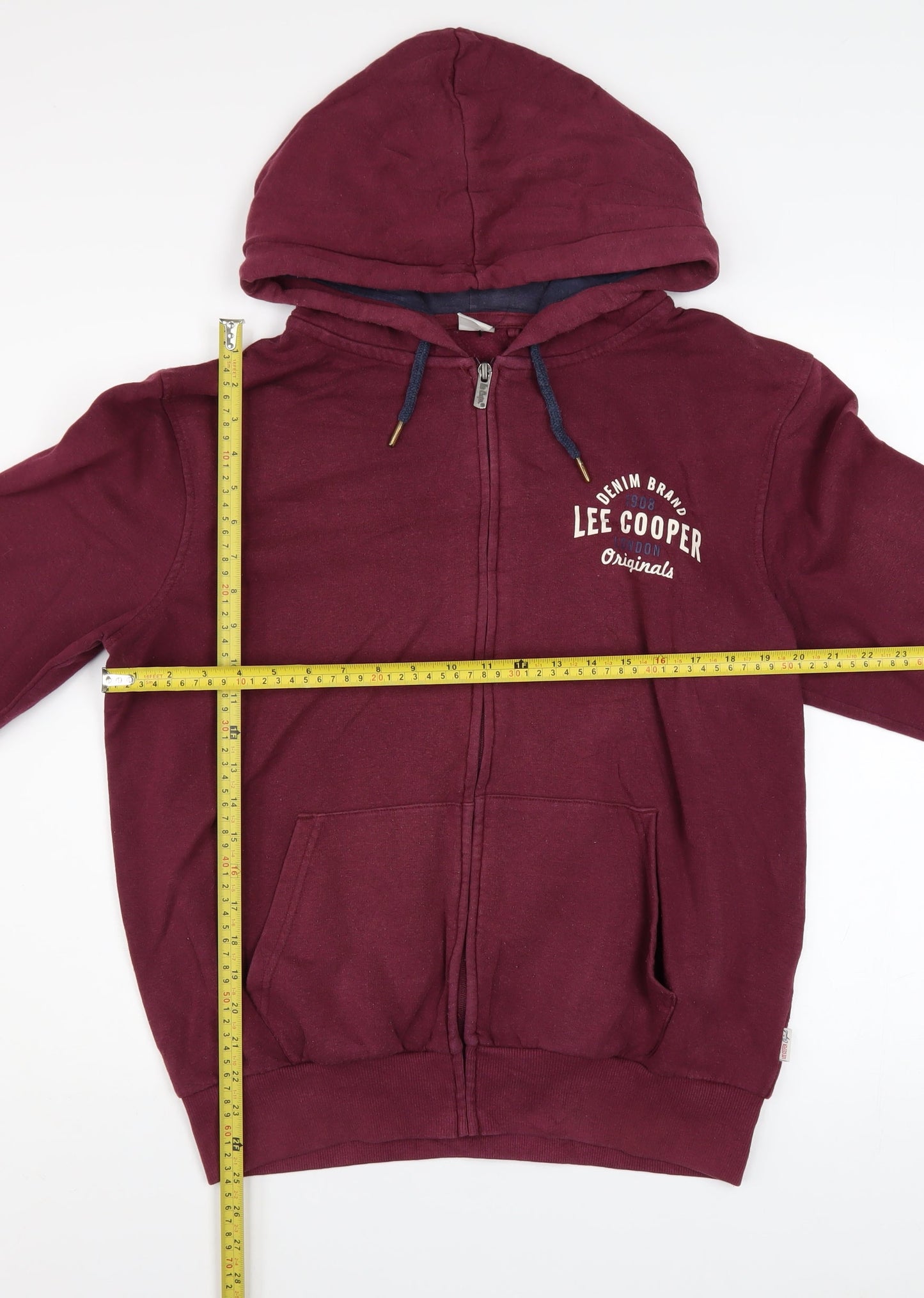 Lee Cooper Men's Red Full Zip Hoodie Size M Casual Fleece Jacket