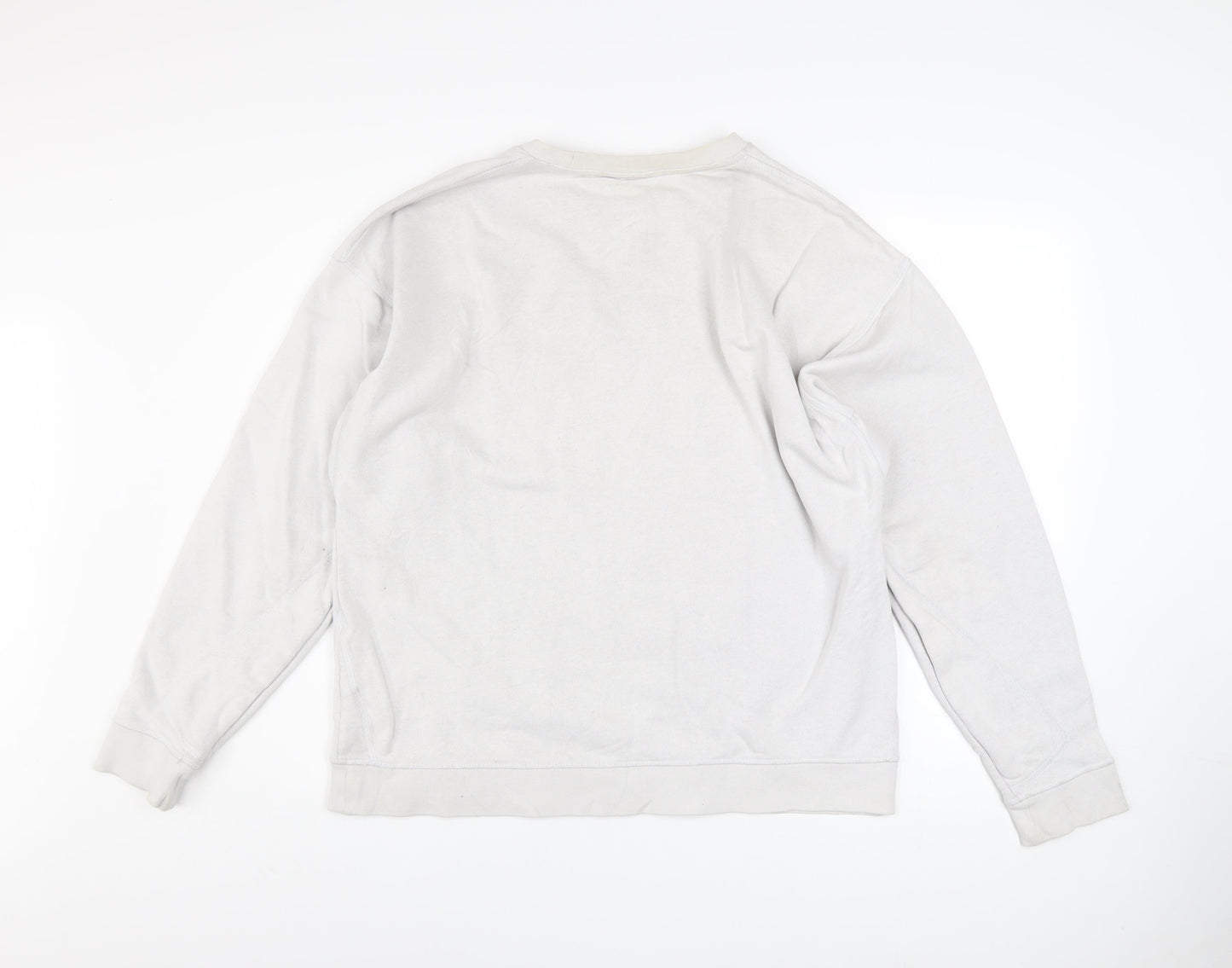 Nike Women’s Beige Pullover Sweatshirt L Logo Print Cotton Blend