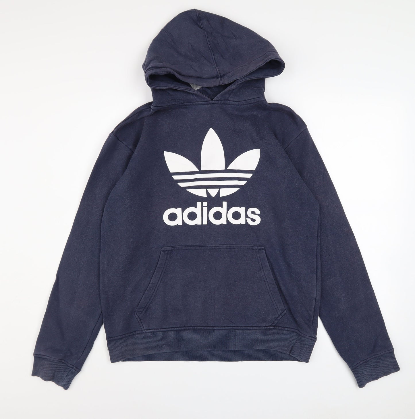 adidas Men's Blue Pullover Hoodie S Logo Fleece Sweatshirt