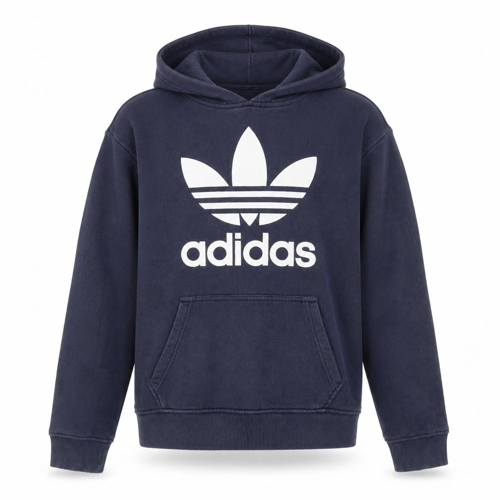 adidas Men's Blue Pullover Hoodie S Logo Fleece Sweatshirt