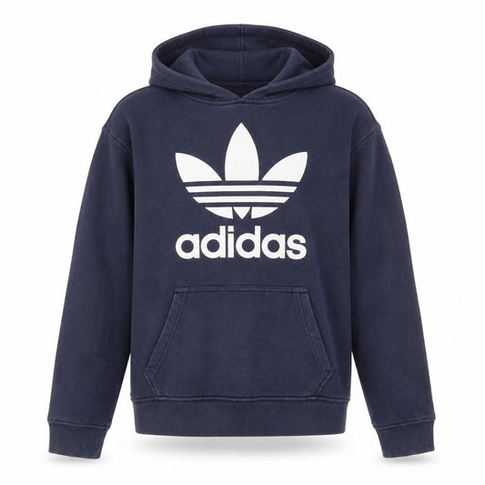 adidas Men's Blue Pullover Hoodie S Logo Fleece Sweatshirt