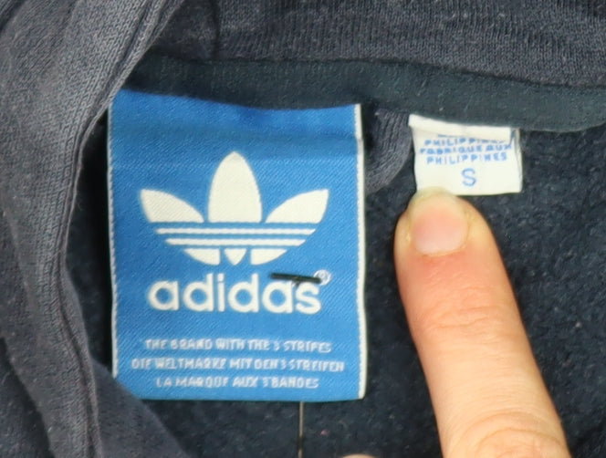 adidas Men's Blue Pullover Hoodie S Logo Fleece Sweatshirt