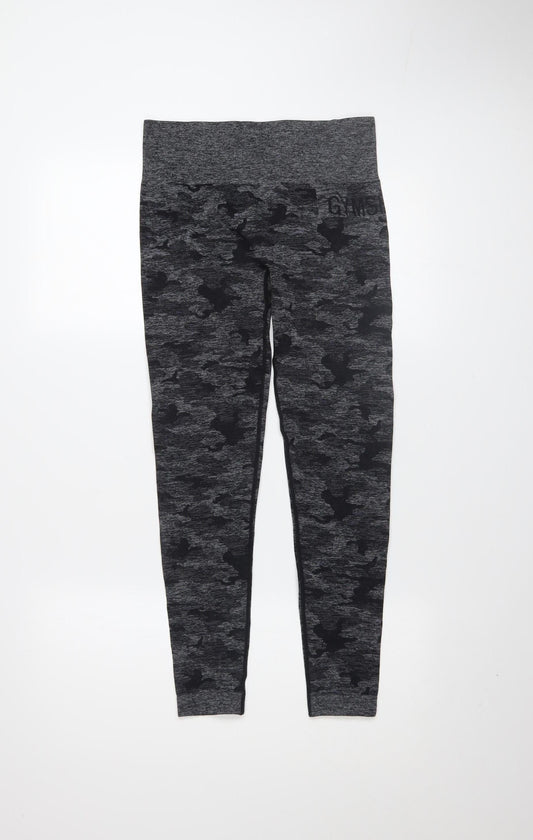 Gymshark Women Grey Camouflage Seamless Leggings Size M