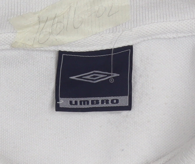 Umbro Men's White Short Sleeve Polo Shirt Size M Classic Fit