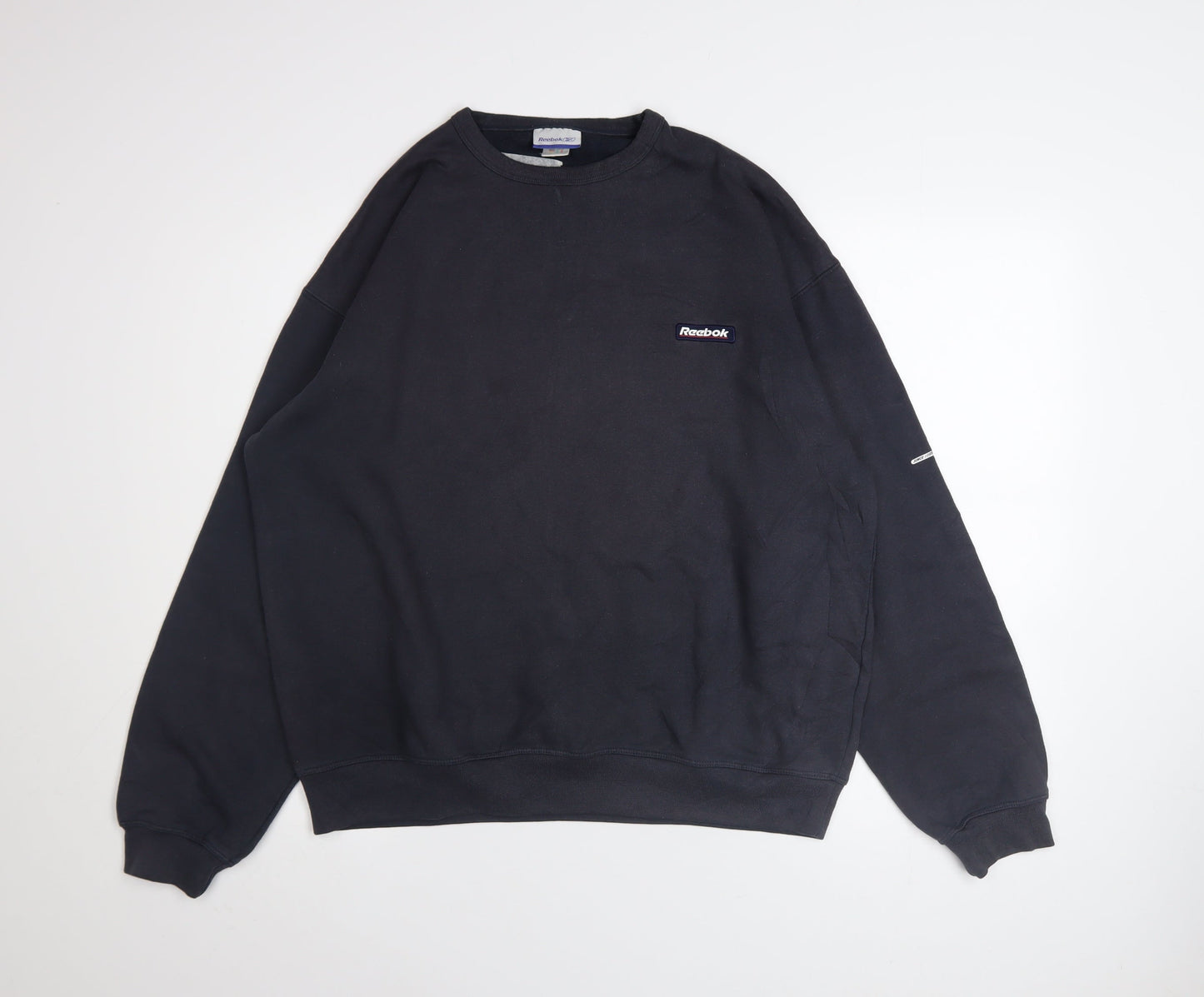 Reebok Men's Black L Pullover Crew Neck Logo Sweatshirt