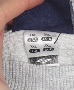 Umbro Men’s Grey XXL Pullover Sweatshirt Crew Neck Logo Sportswear