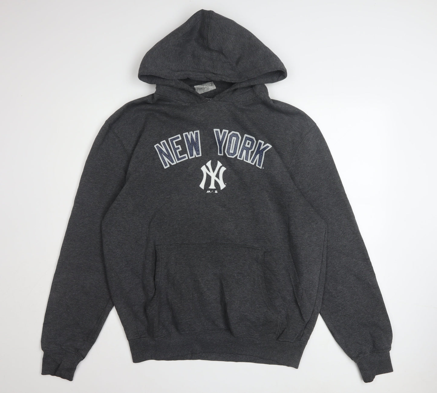 Majestic Men Dark Grey New York Yankees Hoodie L Pullover Fleece