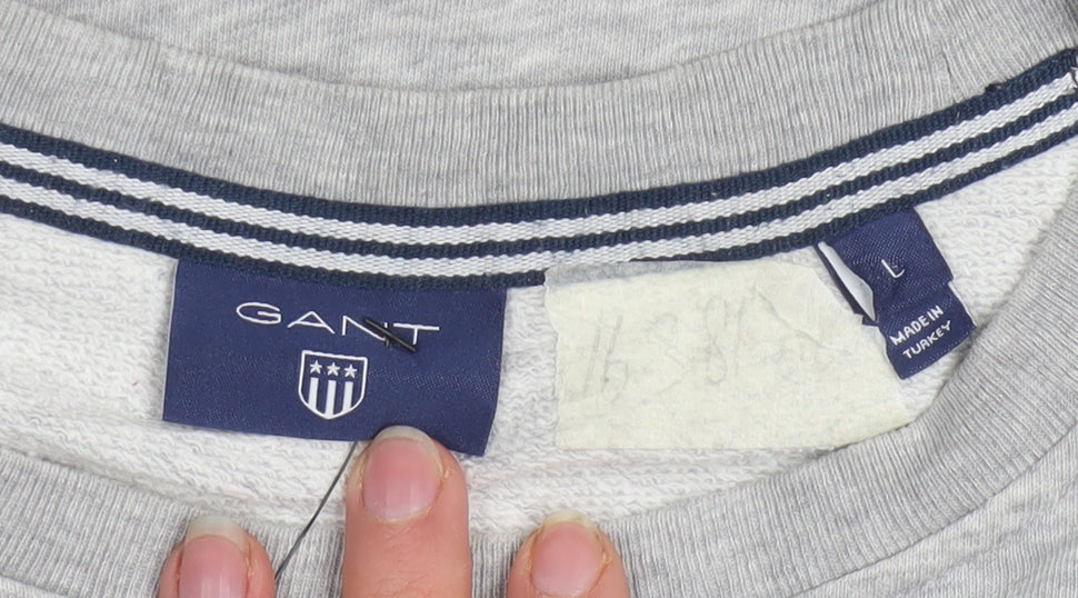 GANT Men's Grey Logo Crew Neck Sweatshirt Size L Pullover