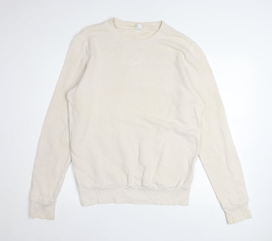 Reebok Womens Beige Small Crew Neck Pullover Sweatshirt