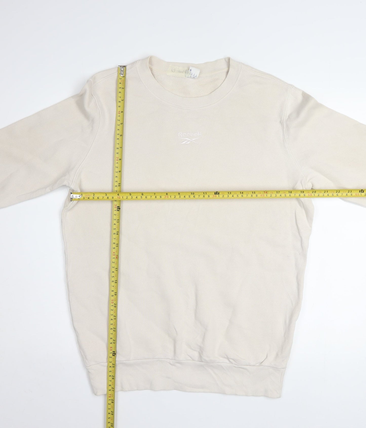 Reebok Womens Beige Small Crew Neck Pullover Sweatshirt