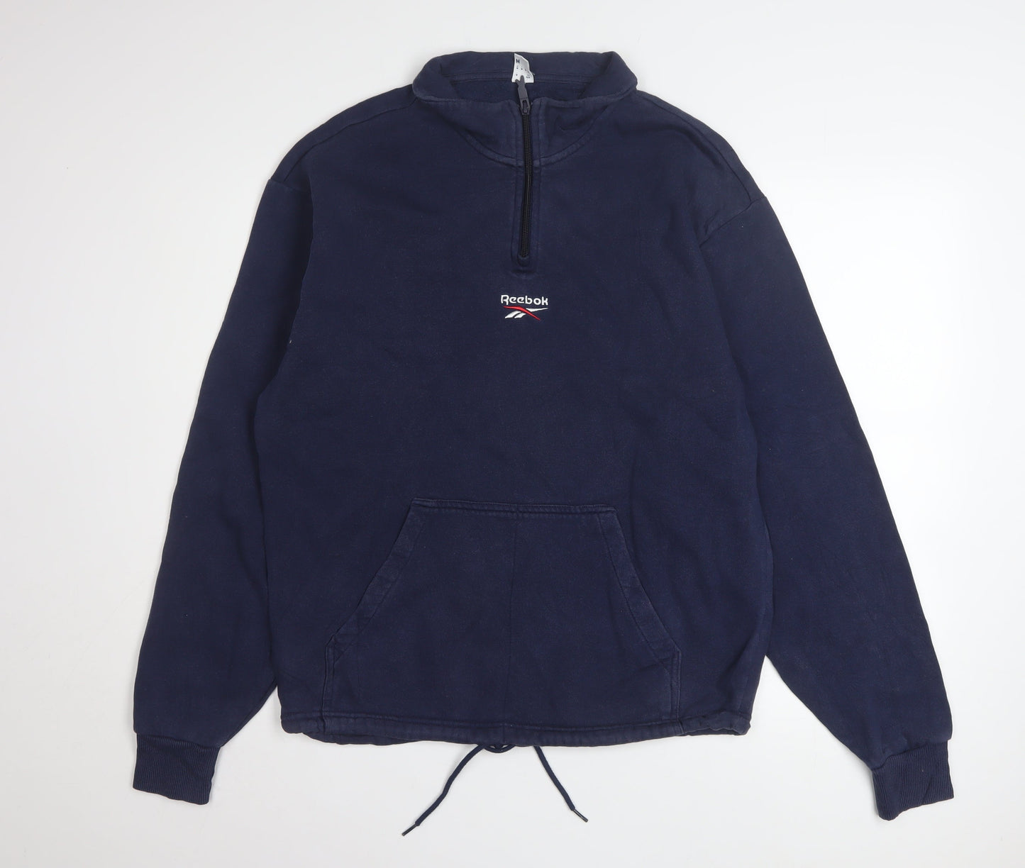 Reebok Mens Blue 1/4 Zip Pullover Sweatshirt Size M Sports Style