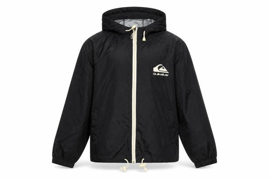 Quiksilver Boys Black Hooded Zip Windbreaker Jacket 12 Years