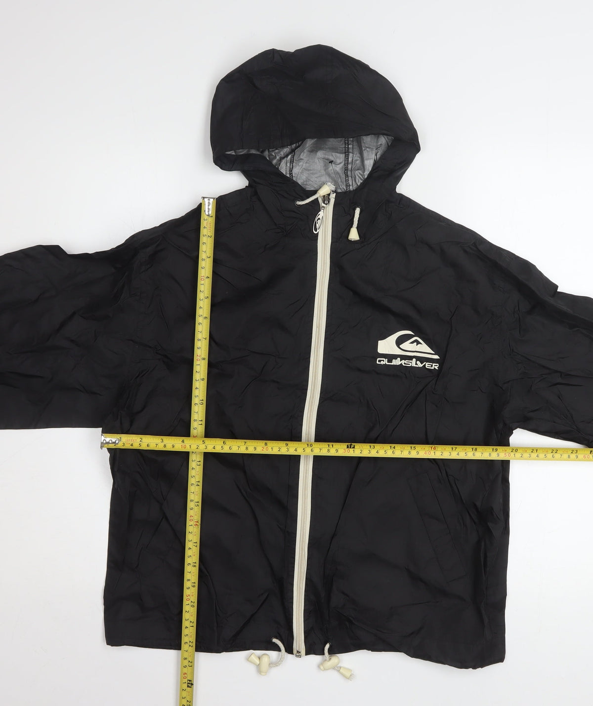 Quiksilver Boys Black Hooded Zip Windbreaker Jacket 12 Years