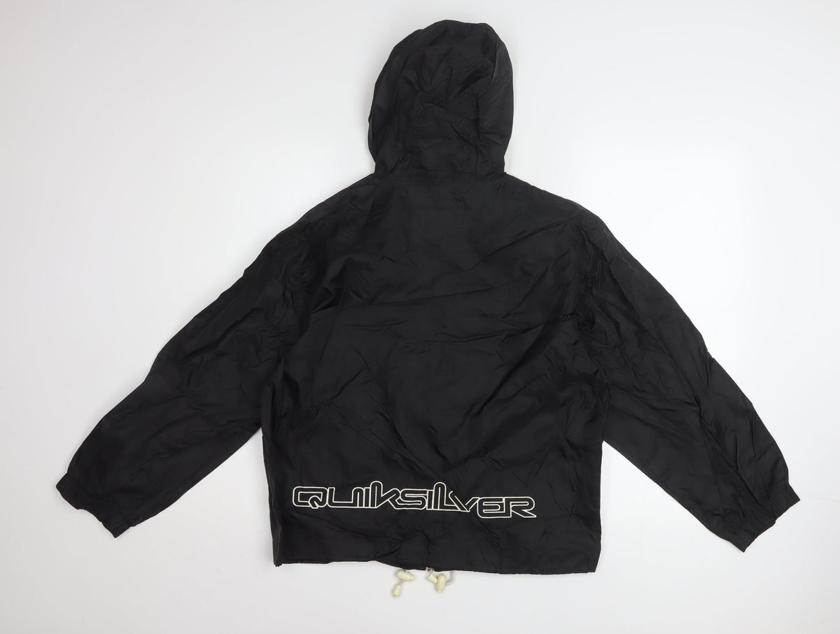 Quiksilver Boys Black Hooded Zip Windbreaker Jacket 12 Years