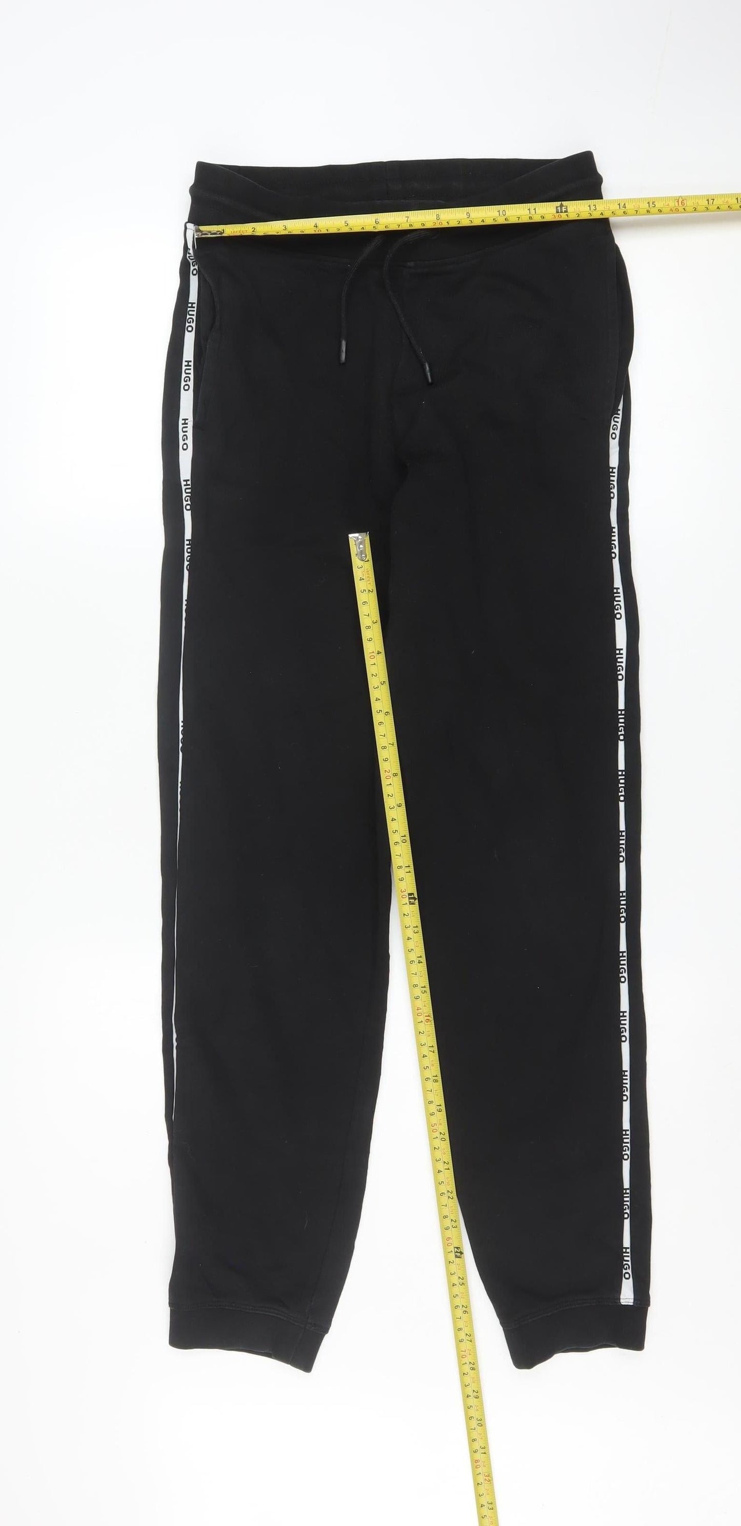 Hugo Men’s Black XS Jogger Trousers with Side Stripe