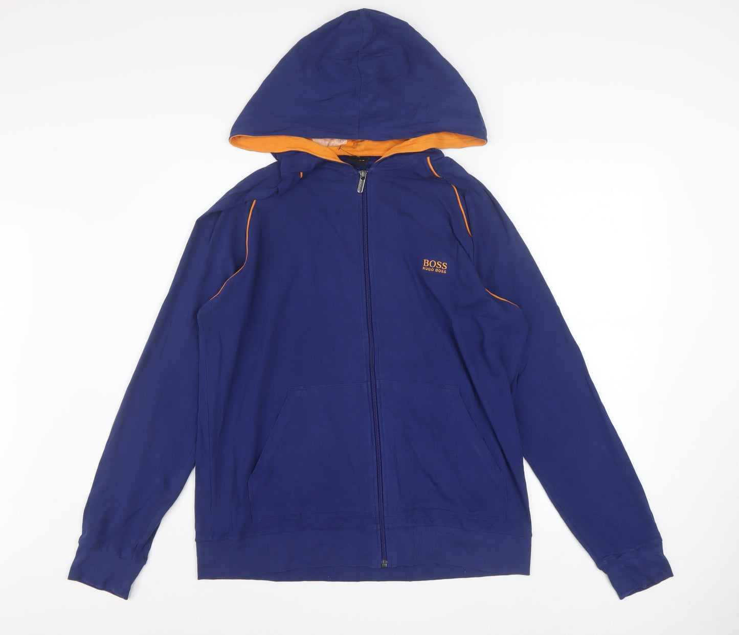 Hugo Boss Men's Blue Full Zip Hoodie L Lightweight Hooded Sweatshirt