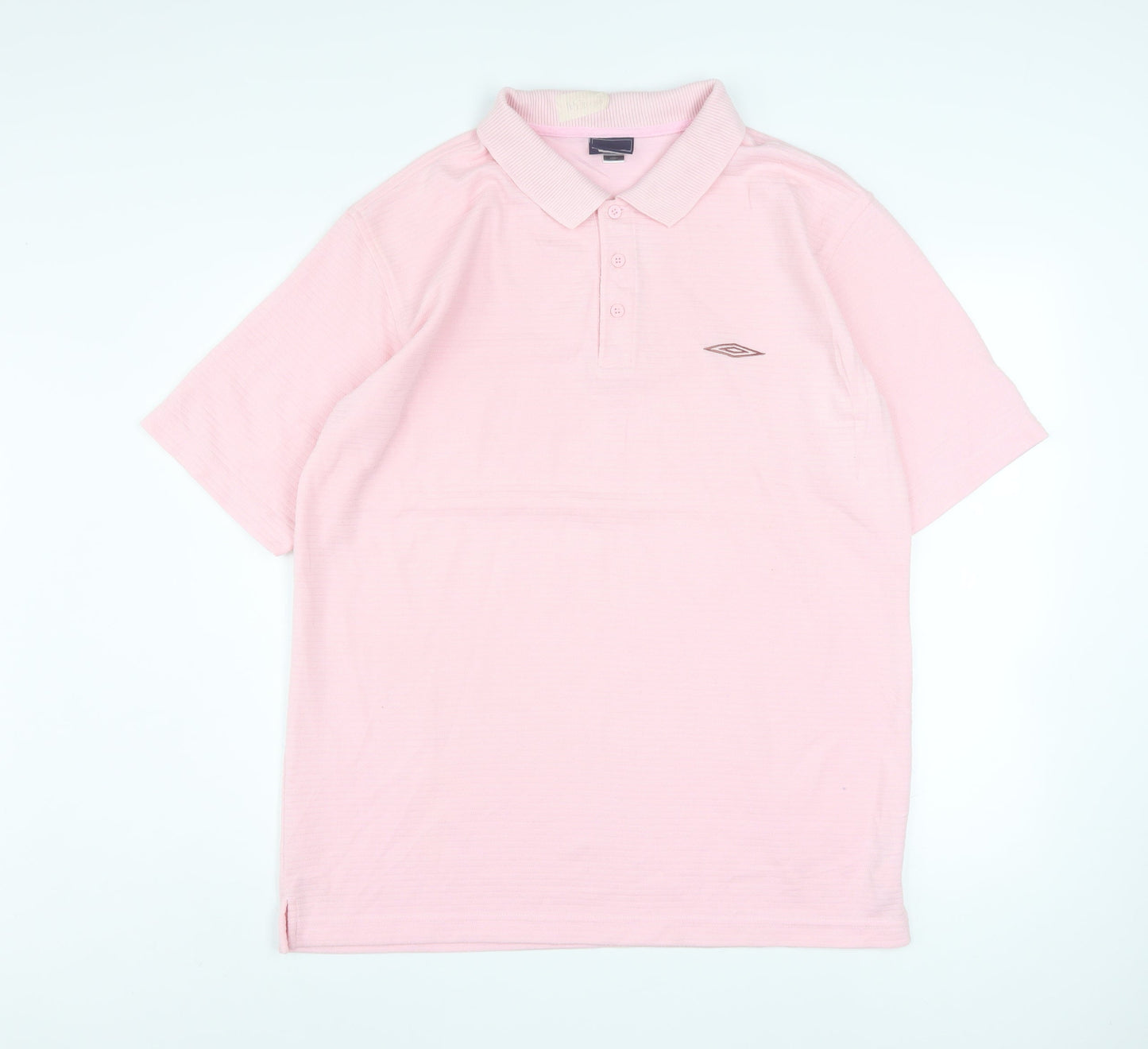 Umbro Men’s Pink Short Sleeve Polo Shirt Size L Polyester Cotton