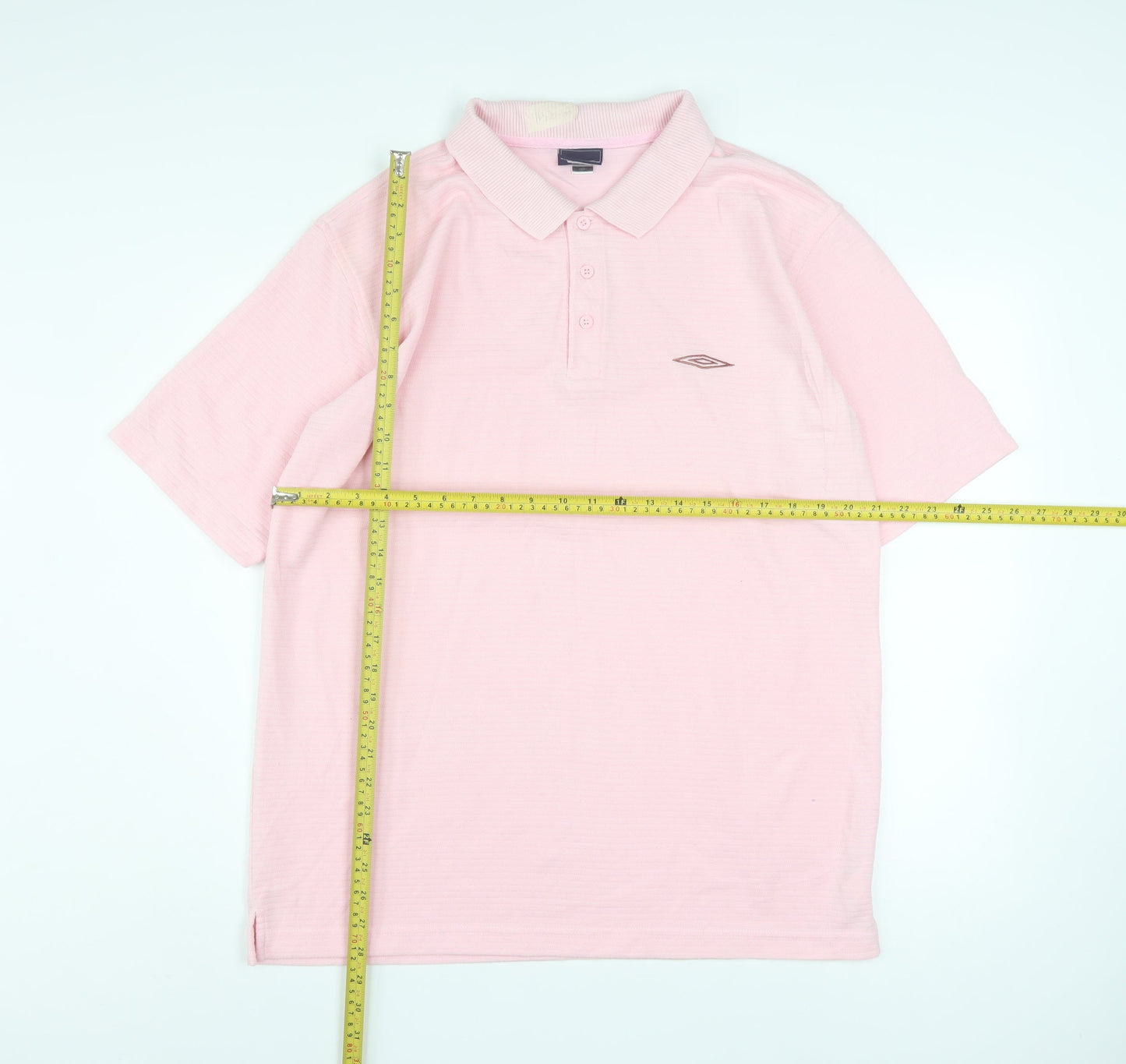 Umbro Men’s Pink Short Sleeve Polo Shirt Size L Polyester Cotton