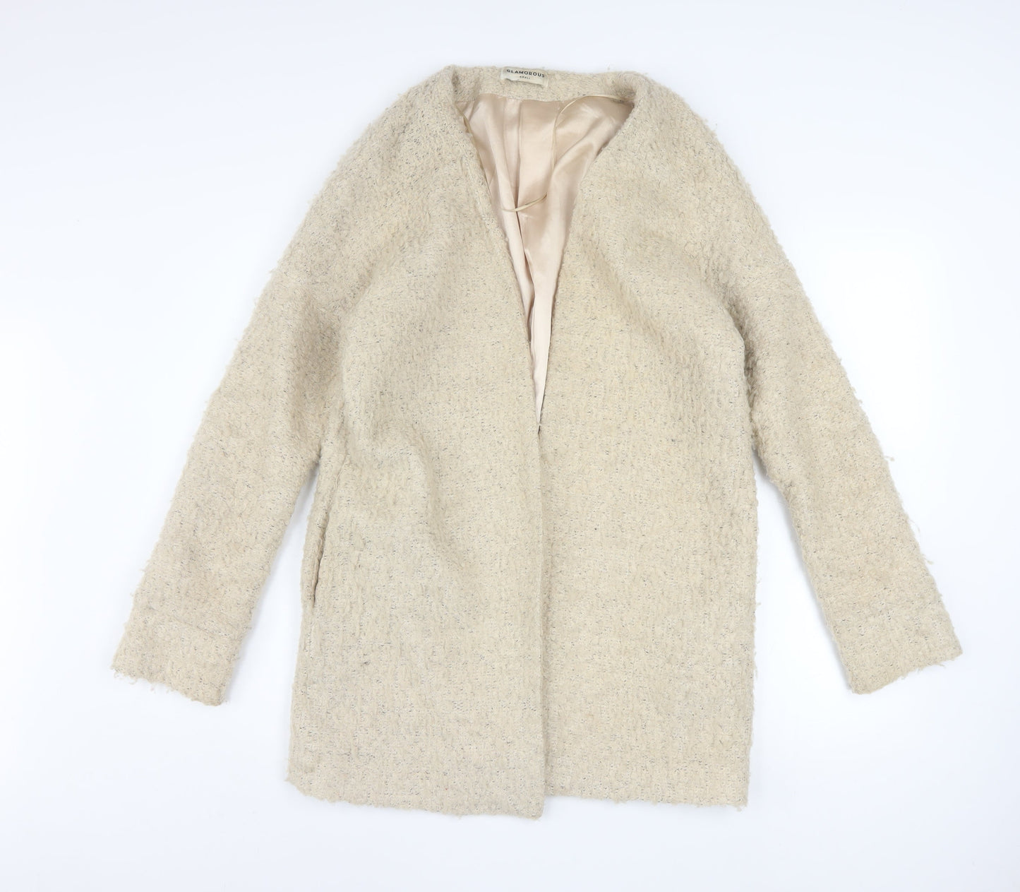 Glamorous Women Beige Wool Blend Mid-Length Overcoat Size S