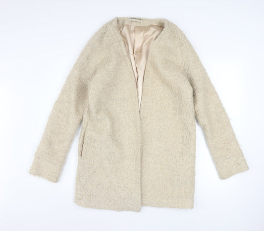Glamorous Women Beige Wool Blend Mid-Length Overcoat Size S