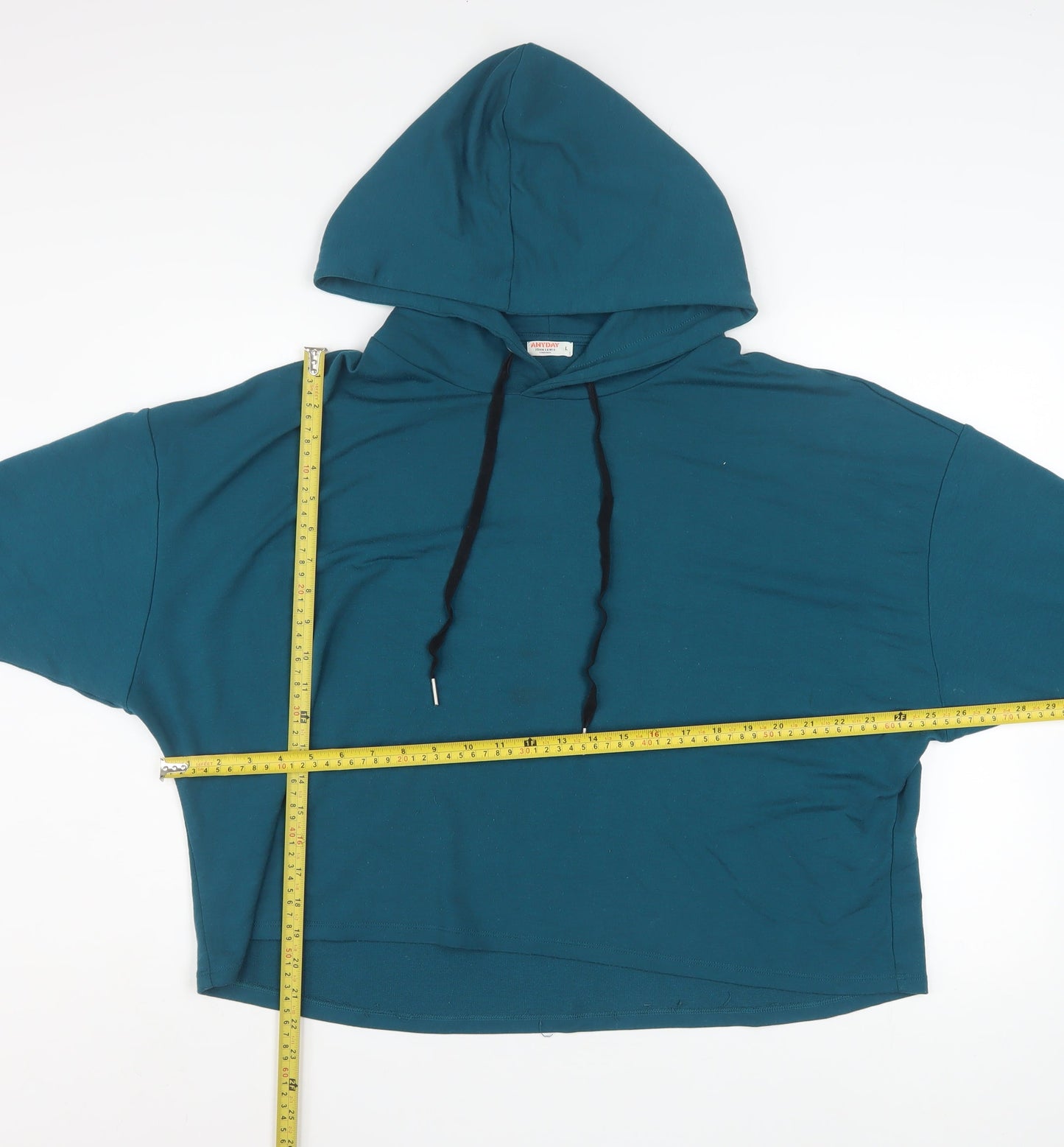 John Lewis Anyday Teal Relaxed Fit Pullover Hoodie Women L