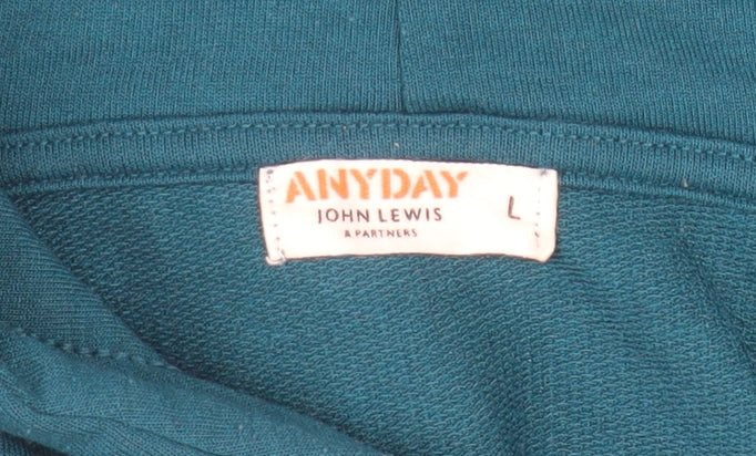 John Lewis Anyday Teal Relaxed Fit Pullover Hoodie Women L