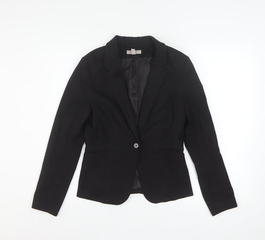H&M Women's Black Classic Single-Breasted Blazer UK 8