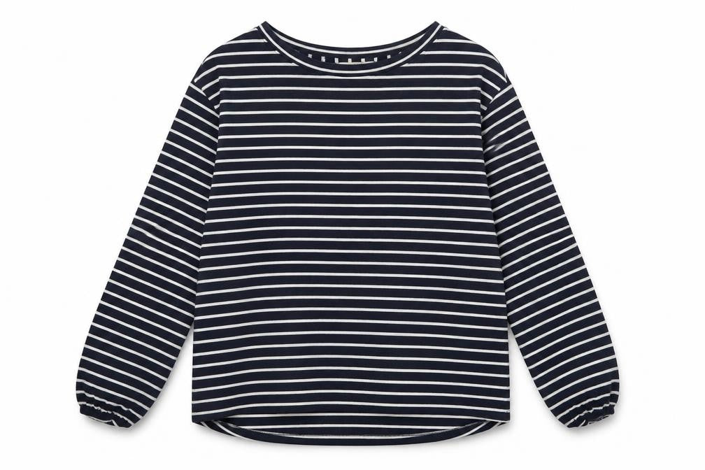 ESPRIT Women Navy Striped Pullover Sweatshirt Size M Long Sleeve Cotton Blend