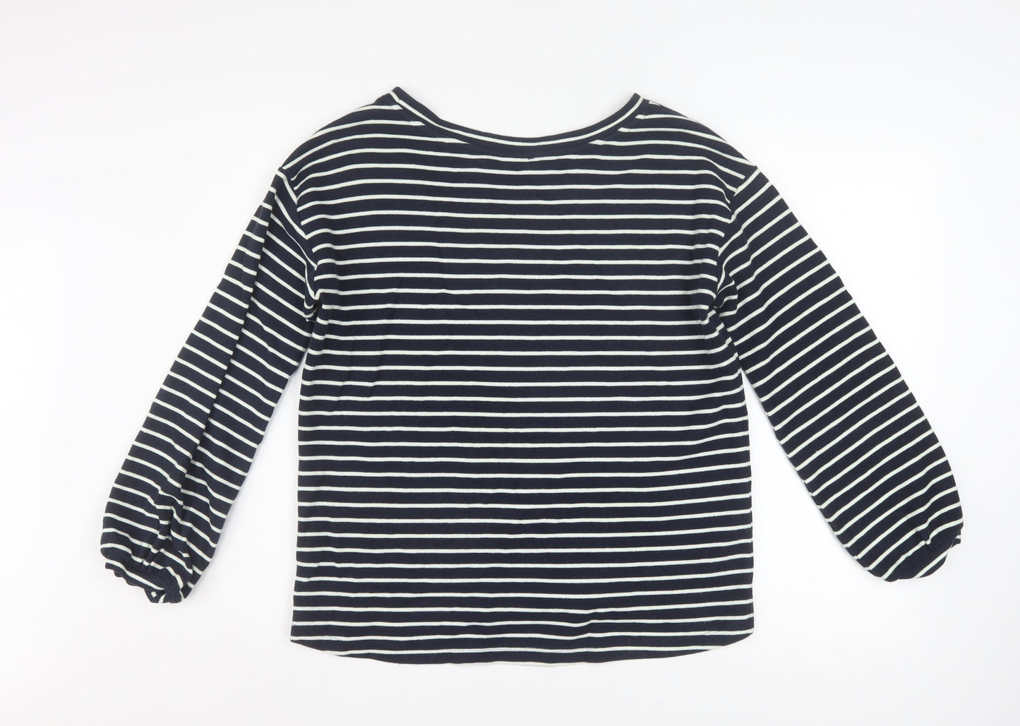 Esprit Women Navy Striped Pullover Sweatshirt Size M Long Sleeve Cotton Blend