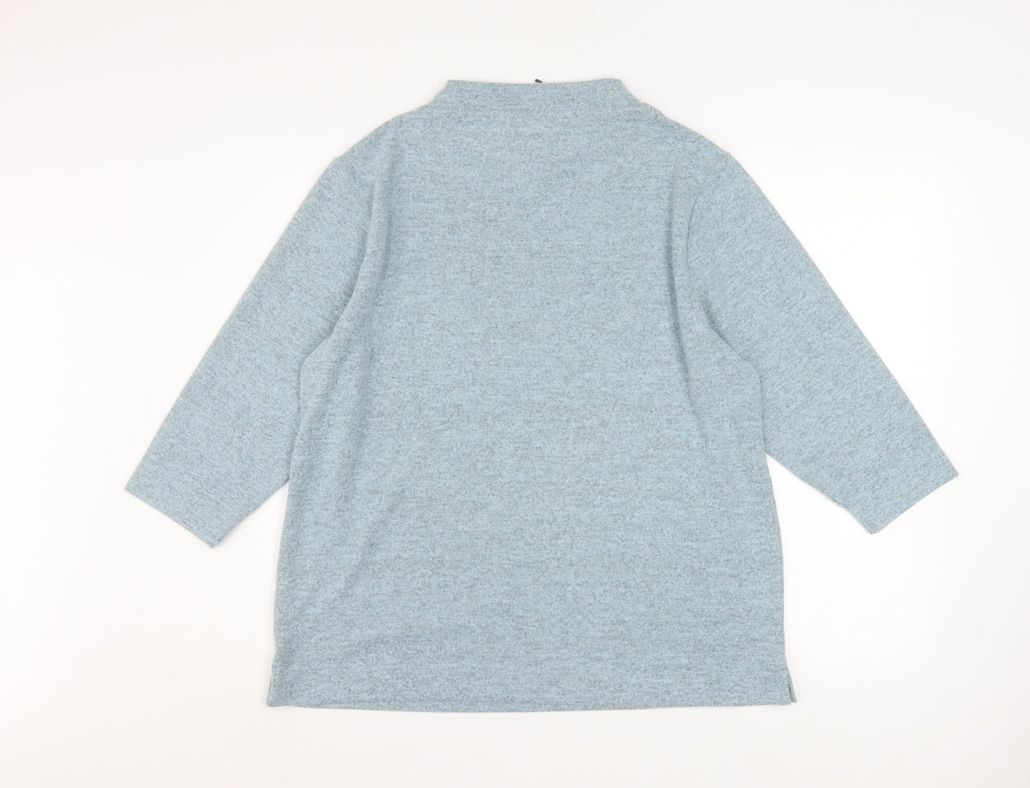 Tigi Women Blue Size 18 Mock Neck 3/4 Sleeve Knit Blouse