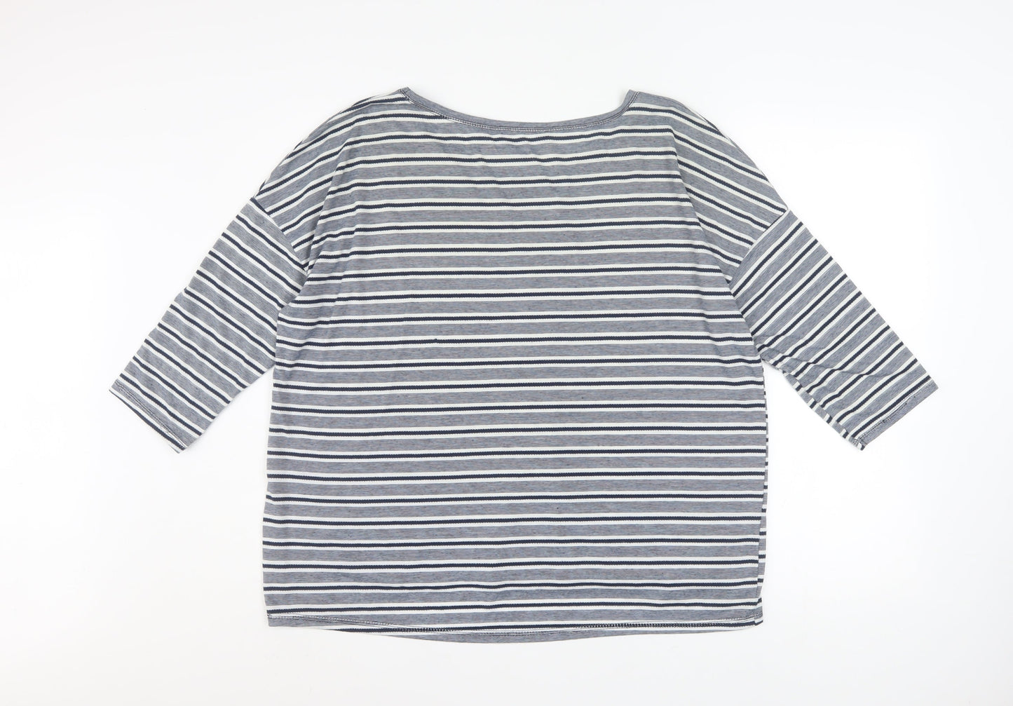 Bonmarché Women’s Blue Striped 3/4 Sleeve Relaxed T-Shirt Size 18