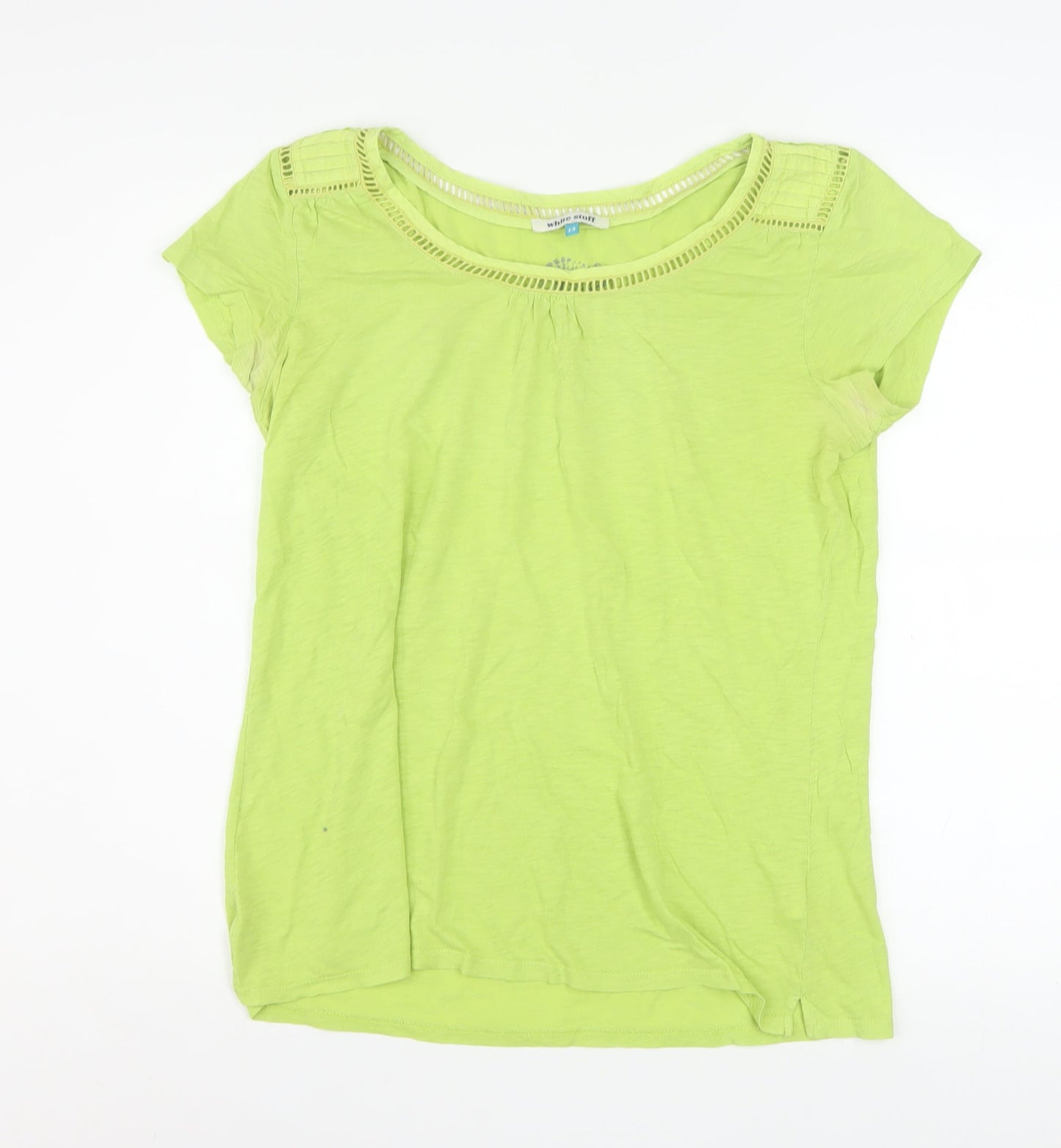 White Stuff Women’s Green Cotton Scoop Neck T-Shirt Size 14