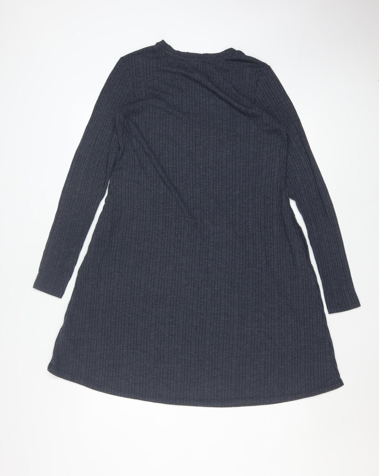 Marks and Spencer Women Grey Size 10 A-Line Long Sleeve Knit Dress