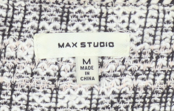Max Studio Women's Grey Check Fit & Flare Knee Length Dress Medium