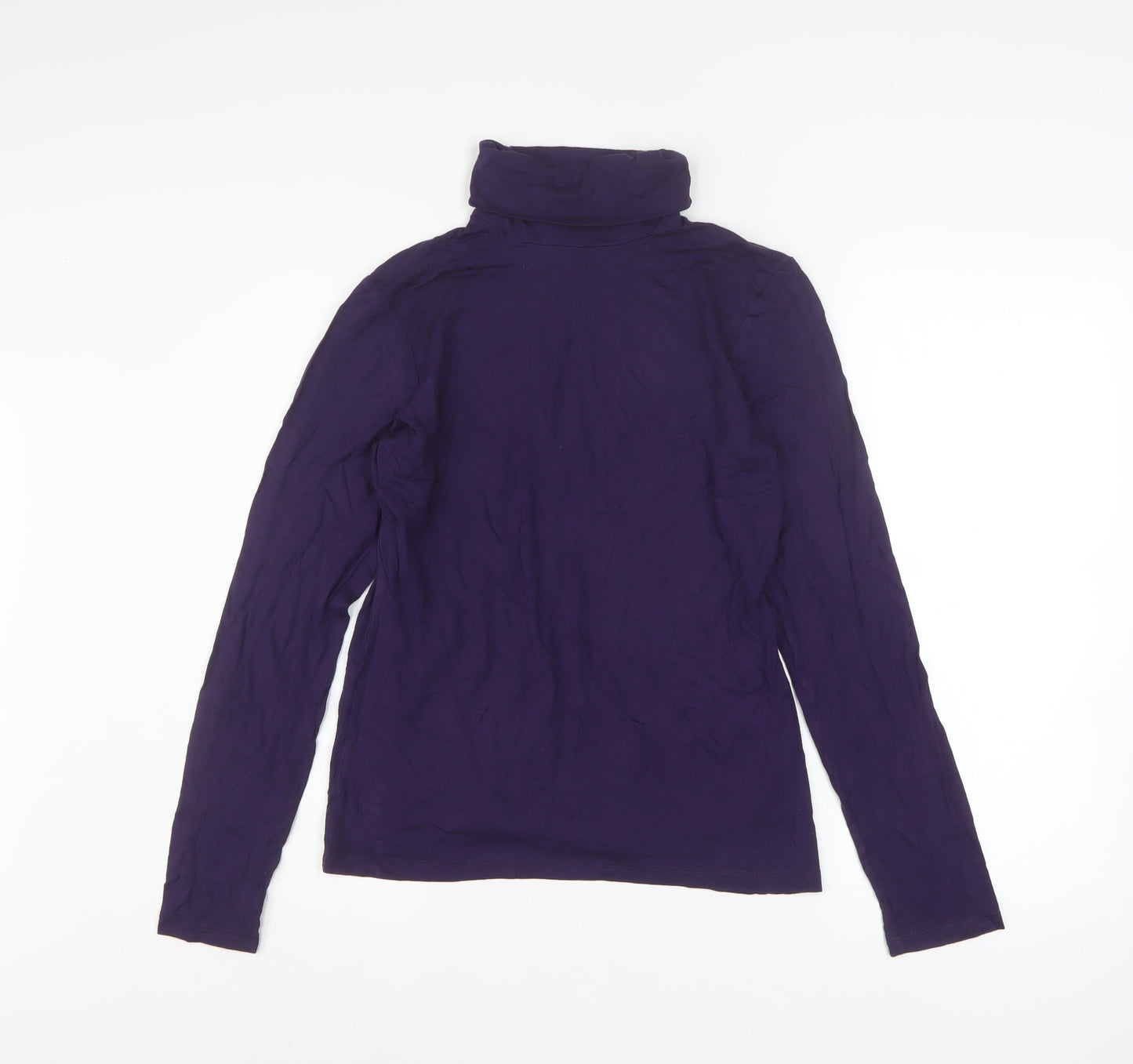 H&M Women's Purple Roll Neck Long Sleeve Stretch Jersey Top Size L