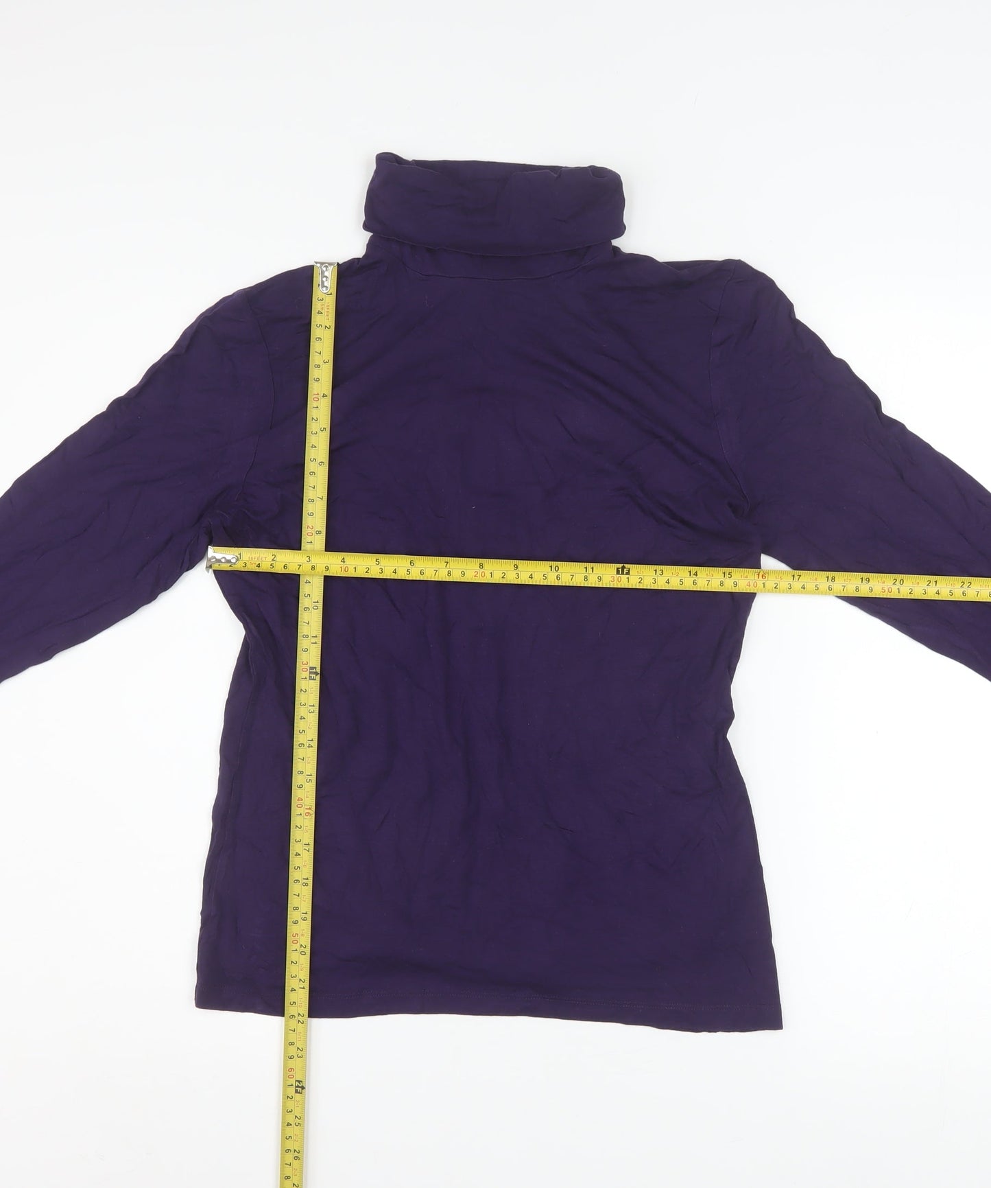H&M Women's Purple Roll Neck Long Sleeve Stretch Jersey Top Size L