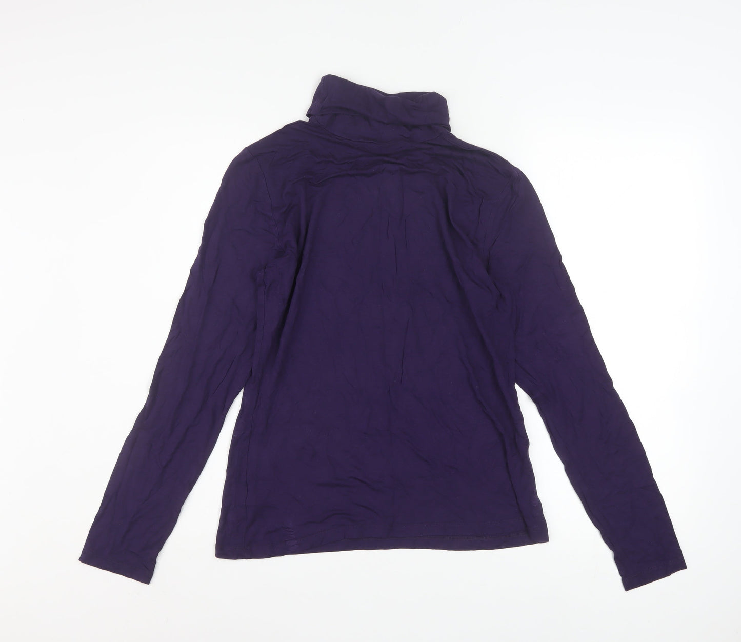 H&M Women's Purple Roll Neck Long Sleeve Stretch Jersey Top Size L