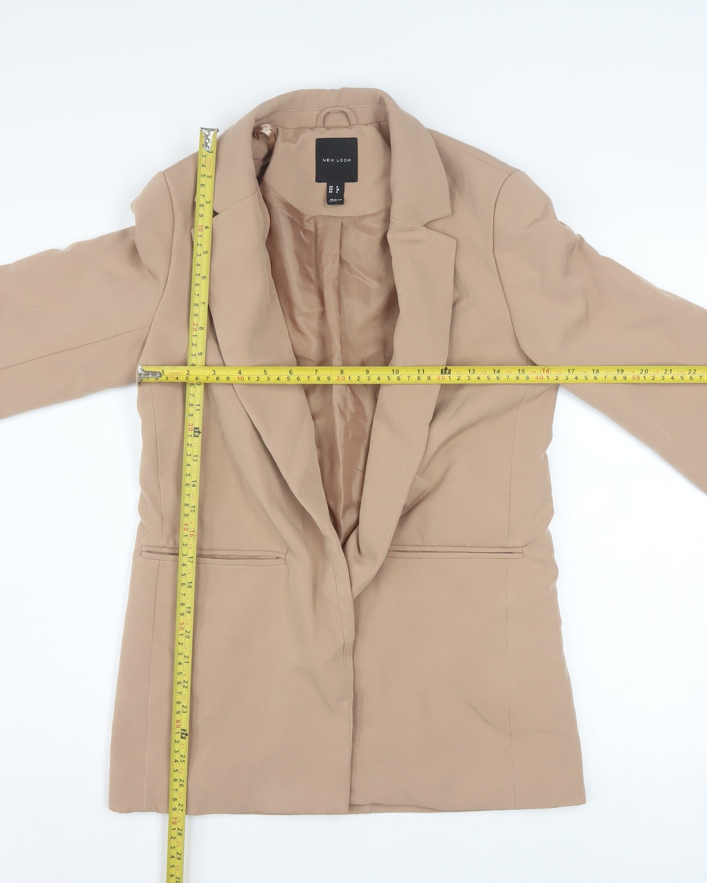 New Look Women’s Beige Blazer Jacket UK 8 Mid-Length Lined
