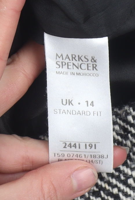 Marks and Spencer Womens Grey Tweed Blazer UK 14 Classic Fit Jacket