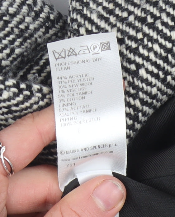 Marks and Spencer Womens Grey Tweed Blazer UK 14 Classic Fit Jacket