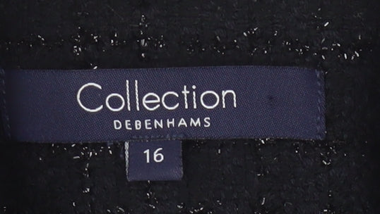Debenhams Women’s Black Tweed Blazer Size 16 Lined Business Jacket