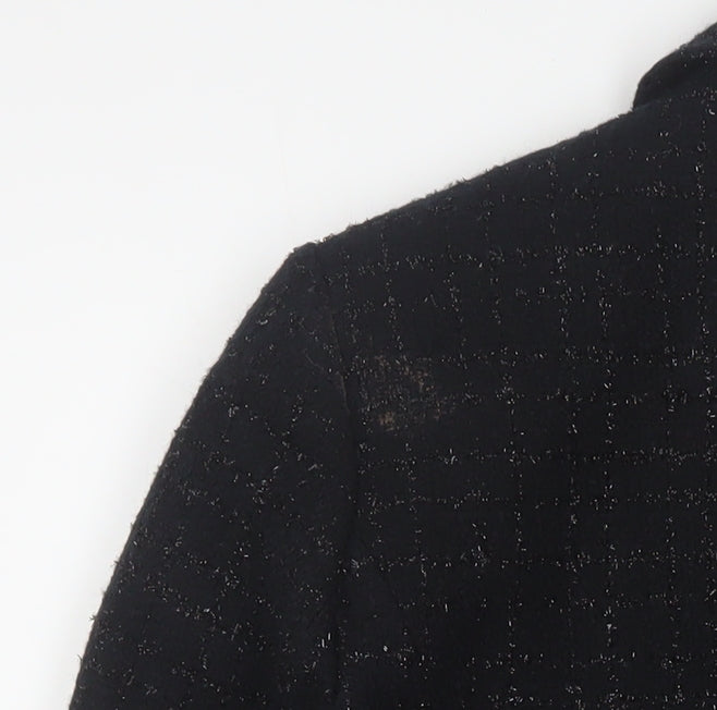 Debenhams Women’s Black Tweed Blazer Size 16 Lined Business Jacket