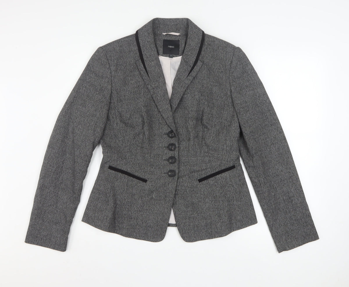 Next Women Grey Size 12 Single-Breasted Suit Jacket Blazer